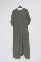 Long Linen Dress Kimono Light Grey One Size