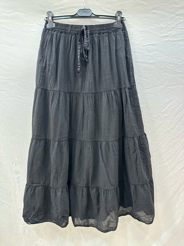 Cotton Voile Skirt With Lining @9143_JuCotDouble: Black