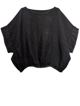 9558 Oversized linen tunic with elasticated hem: BEIGE