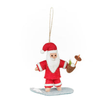 Handmade Felt Surfing Santa Christmas Hanging Decoration