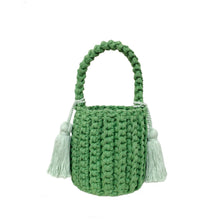Amalfi Bucket Bag Mini With Tassels: Denim blue / Short strap (4")
