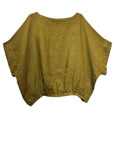 9558 Oversized linen tunic with elasticated hem: BEIGE