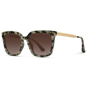 Madison - Women's Square Polarized Sunglasses: Soft Tortoise / Gradient Brown Lens 1033 TRTGLD