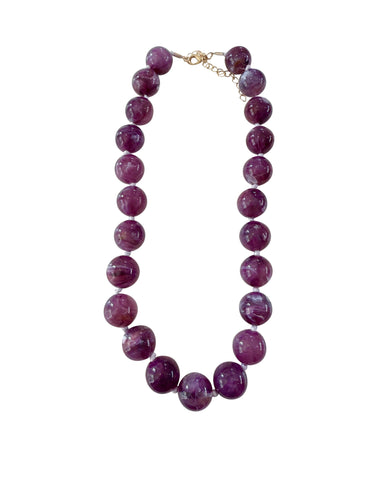 Mabry Chunky Beaded Necklace- Plum