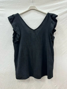 Cotton Gauze Flutter Sleeve Top One Size