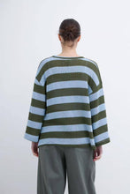 Two-tone Boat Neck Long-Sleeve Knit Sweater: Orange / One Size
