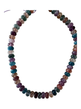 Lilly Gemstone Bead Necklace multi-color 8mm opals jade : Clearish Jewel tones confetti