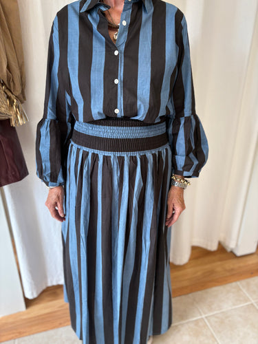 Janet Top Brown Blue Stripe