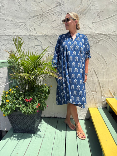 Isla Dress-Blue Leaf One Size
