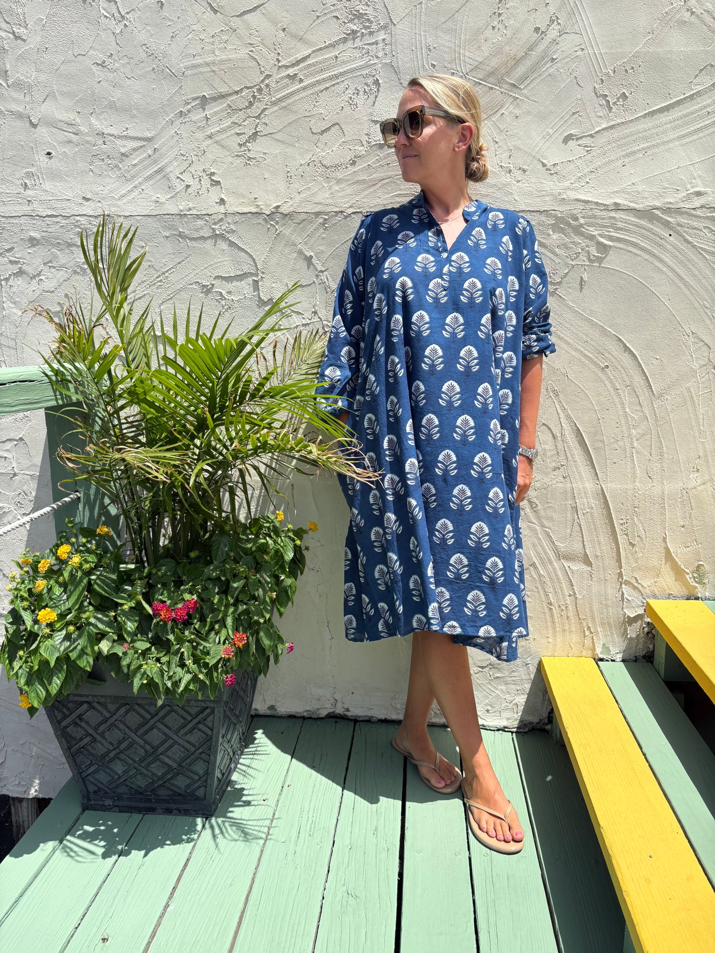 Isla Dress-Blue Leaf One Size