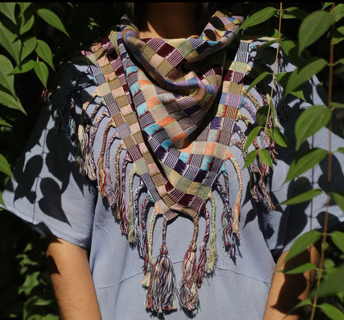 Hand Woven Scarf Cotton Textile - Multi