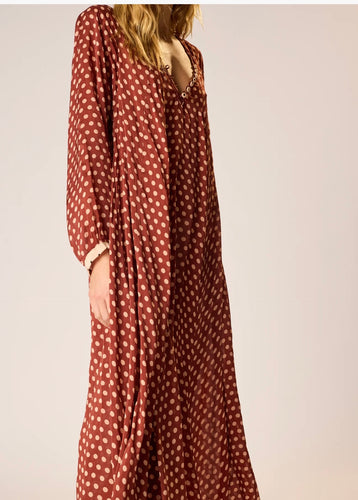 Fiore Maxi Dress- Cappuccino Dot