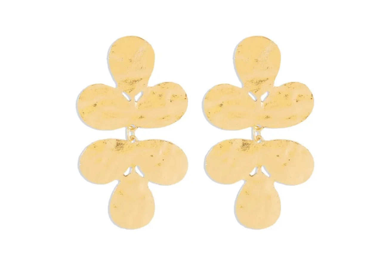 Hammered Petal Drop Earrings