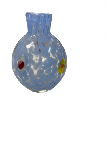 Blue with White Dot Mille Bud Vase