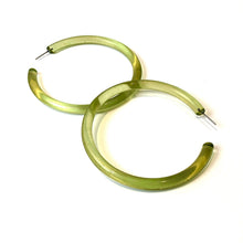 Bangle Lucite Hoop Earrings - 3 Inch: Denim Blue