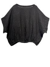 9558 Oversized linen tunic with elasticated hem: TAUPE