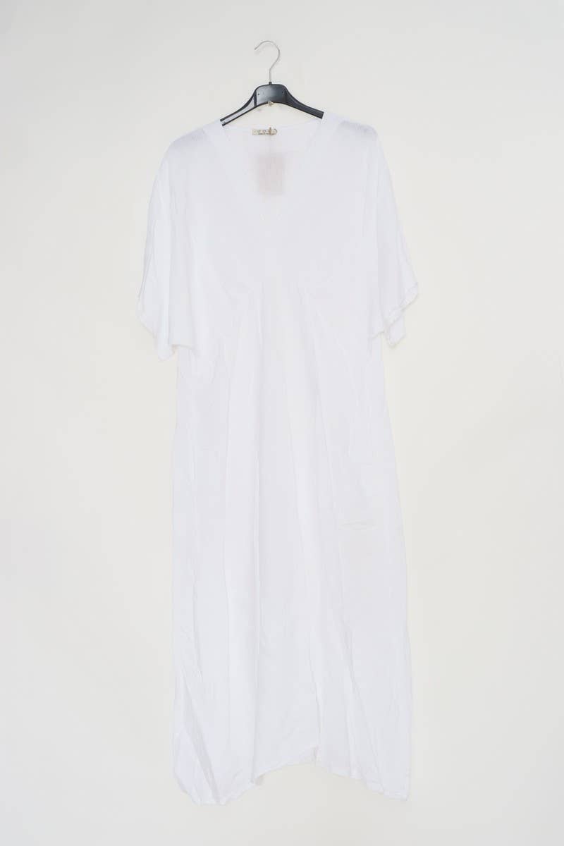 Long Linen Dress Kimono White One Size