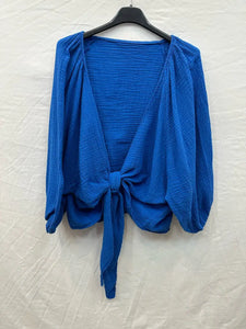 Cotton gauze tie bolero One Size