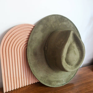 Vegan Suede Rancher Hat - Olive Green: Medium