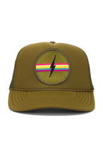 Electric Rainbow Trucker Hat in Olive: Olive