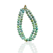 14mm Bead Necklace: Blue-green agate