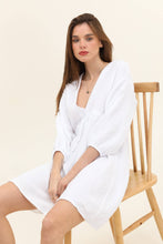 Belted cotton gauze short dress: Beige