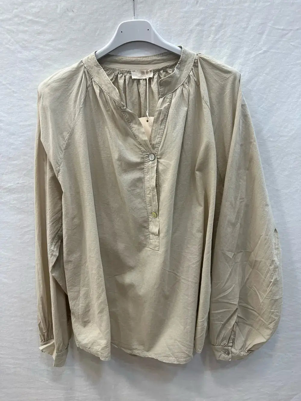 Tunisian Collar Cotton Blouse, @84601_BsColTunisien: Beige
