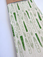Asparagus Kitchen Towel, Handprinted Tea Towel