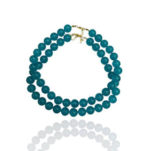 14mm Bead Necklace: Blue-green agate