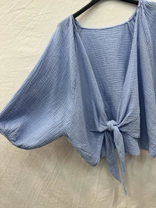 Cotton gauze tie bolero One Size