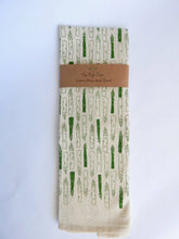 Asparagus Kitchen Towel, Handprinted Tea Towel
