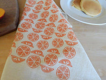 Citrus Kitchen Towel, Handprinted Tea Towel, Citrus Print: Lime on Natural