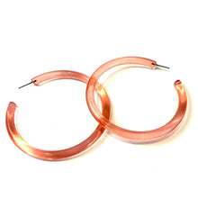 Bangle Lucite Hoop Earrings - 3 Inch: Coral