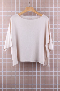 COTTON V-NECK TANK TOP: Beige / One size
