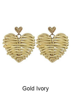 Rattan Earring Hand Woven Earring, Natural Woven Earring, St: Ivory