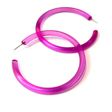 Bangle Lucite Hoop Earrings - 3 Inch: Coral