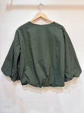 Women's cotton blouse round neck puff sleeves: Chocolat / TAILLE STANDARD (36-42 / S-XL)