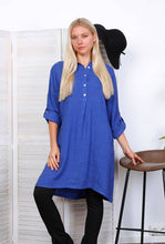 Short Dress Linen Royal Blue One Size