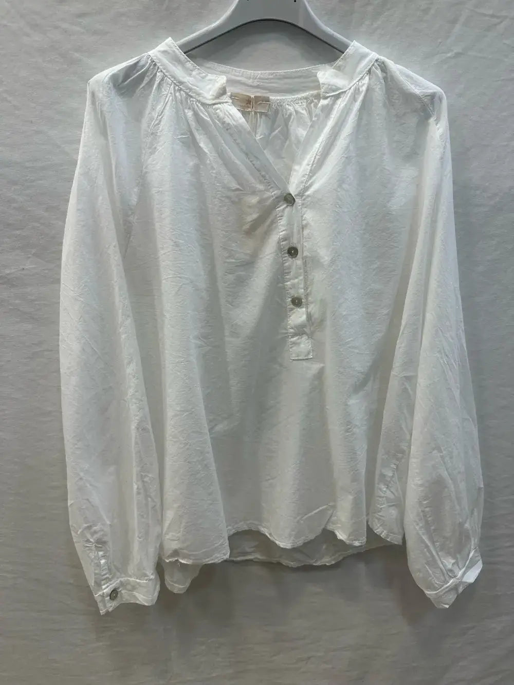 Tunisian Collar Cotton Blouse, @84601_BsColTunisien: White