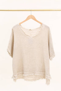 Fringe Blouse: Taupe