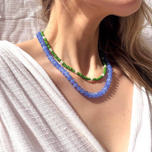 Cornflower Stone Candy Beaded Necklace, Colorful Trendy Bead: 17 inch