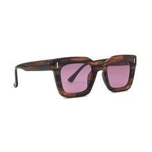 POLLY | Polarized Sunglasses | Striped Brown | Pink Lens