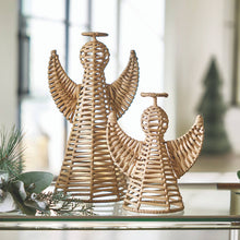 Wicker Angel - 13" H: Iron ,  Wicker / 13" H x 7.5" W 6" D