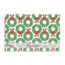 Christmas Wreath with Red Bows Paper Placemats