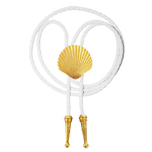 Gold Seashell Bolo Tie: White