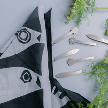 Grey and Navy Ocean Fish Cotton Silk Blend Bandana Scarf