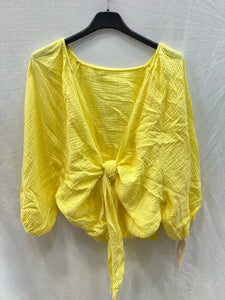Cotton gauze tie bolero @18625_BoleroNoeud: Black