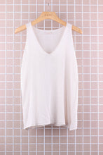 COTTON V-NECK TANK TOP: Dark beige / One size