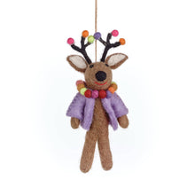 Handmade Felt Donner the Neon Reindeer Christmas Decoration