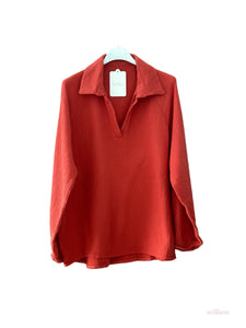 Cotton Gauze French collar blouse: Pink